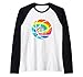Basketball-T-Shirt mit Batikfärbung – Regenbogen-Trippy-Hippie-T-Shirt Raglan