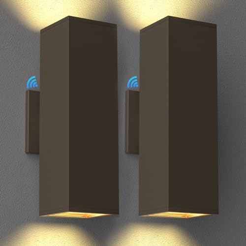 Image of rosykite Outdoor Wall Lights with Dusk to Dawn Photocell Sensor, Exterior Light Fixture Wall Mount with A19 LED Bulbs, Up Down Outdoor Sconce Lights for House Porch Front Door 13 inch Height