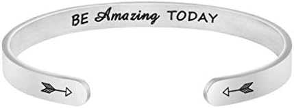 JoycuFF Inspirational Gifts for Women Birthday Gift Ideas Motivational Cuff Bracelet for Women Personalized Engraved Bracelets for Christmas Graduation Gift for Teen Girls Trendy Stocking Stuff