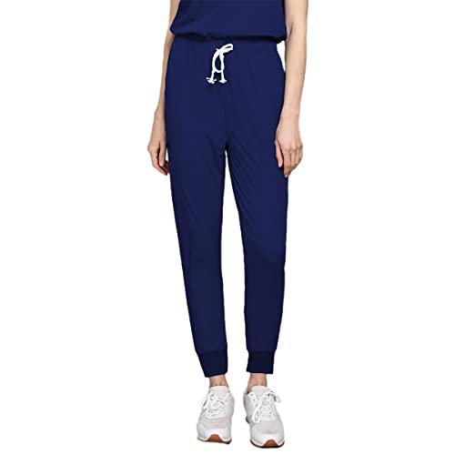 niaahinn Hospital Scrubs for Women & Men Utimate Soft Yoga Jogger Scrub Pants Tapered Leg Jogger (4 Colors) (Navy Blue,S,Small)