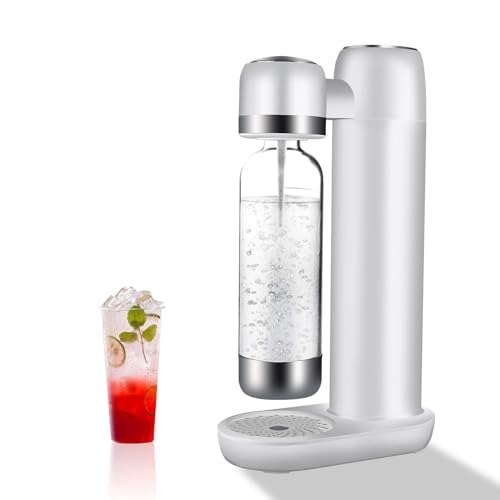 spoonlemon Stainless Steel Soda Maker, Soda Streaming Machine for Home, Soda Machine with 1L BPA Free PET Bottle, Compatible with Any Screw-in 60L CO2 Exchange Carbonator (NOT Included), White spoonlemon Stainless Steel Soda Maker, Soda Streaming Machine for Home, Soda Machine with 1L BPA Free PET Bottle, Compatible with Any Screw-in 60L CO2 Exchange Carbonator (NOT Included), White