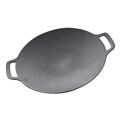 PRETYZOOM Parrilla de Hierro para Barbacoa Sartén Grill para Camping Resistente Conductividad Térmica Uniforme para Carne Verduras y Pizza con Asas Protectoras para Fácil Manejo