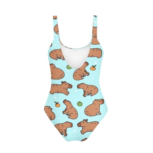Image of One Piece Bathing Suit for Girl Kids Cute Beach Sport Swimwear U Back Scoop Neck Summer Swimming Pool Beachwear