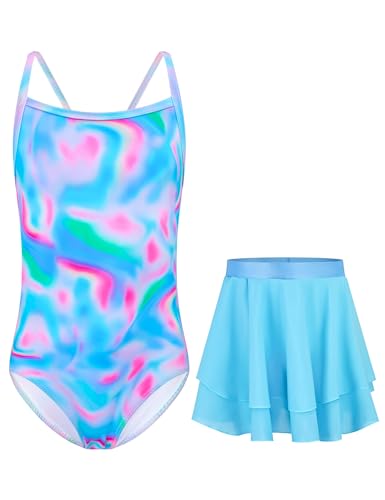 Image of Girls Swimsuit One Piece Bathing Suit Sleeveless Swimwear Matching Skirts for Toddler Kids Swim Surfing