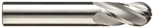 Image of Precision Twist EB3304 Carbide Ball Nose End Mill, Uncoated (Bright) Finish, Non-Center Cutting, 30 Deg Helix, 4 Flutes, 2 inch Overall Length, 9 /64 inch Cutting Diameter, 3 /16 inch Shank Diameter