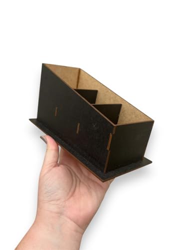 Porta Controle Remoto com 3 divisórias em MDF Preto
