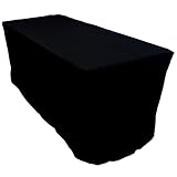 FantasyDeco 8 ft. Fitted Rectangular Polyester Tablecloth, Black, 30x96-inch