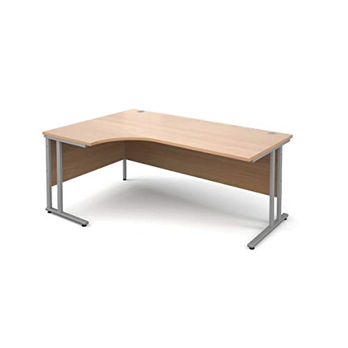 Maestro 25 Left Hand Ergonomic 1800 Desk with Silver Legs - Color: Beech