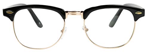 ShadyVEU Classic 80s Style Vintage Club Half Rimmed Frame Clear Lens UV400 Horn Accent Rimless Men Women Eye Glasses3