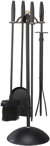 Pleasant Hearth 64-2148-6 Imperial Fireplace Toolset, Black with Brass