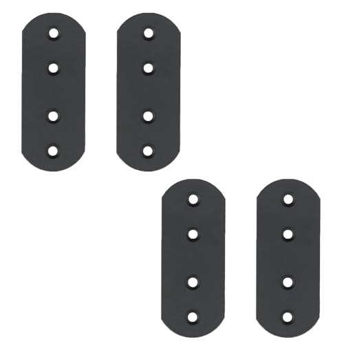 SEIWEI 4 Pcs Black Flat Mending Plate Heavy Duty Mending Plate Multi-Hole Metal Flat Straight Brace Bracket for Wood, Board, Bed Frame, Furniture(38 * 95 * 3mm/1.5 * 3.74 * 0.12in)