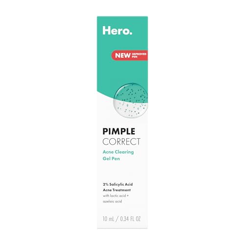 Hero Cosmetics Pimple Correct Acne Clearing Gel Pen - Maximum Strength 2% Salicylic Acid, Derm-Tested Formula for Current and Future Zits (1 Count)