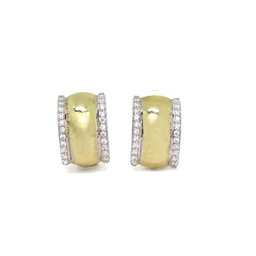 Boucles d'oreilles or jaune 18 carats femme zircons or blanc
