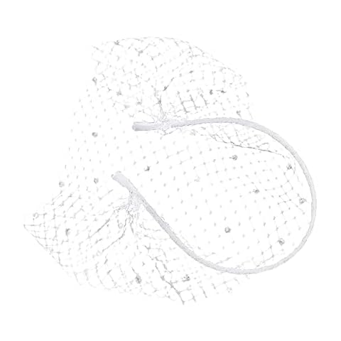 Elegant Mesh Face Veil ,Birdcage Shape, Wedding Headband ,Decorative Hair Hoop Mesh Veil Bridal Baroque Headband, Diamond Mesh Veil for Women , White Cover