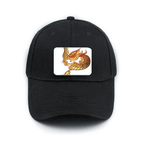 Casquette de baseball noire broderie phénix coloré finitions haut de gamme ajustable