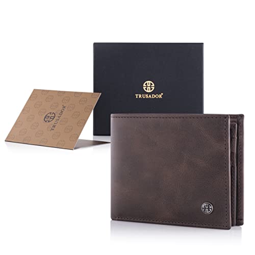 TRUSADOR Savona Classic Men's Wallets Leather Bifold with RFID Wallet for Men Gift Box (Brown)3