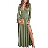 ANRABESS Women's Long Sleeve Sexy Deep V Neck High Waist Slit Cocktail Party Evening Maxi Semi Formal Wedding Guest Prom Dresses 2023 Elegant Graduation Dress 586-junlv-L