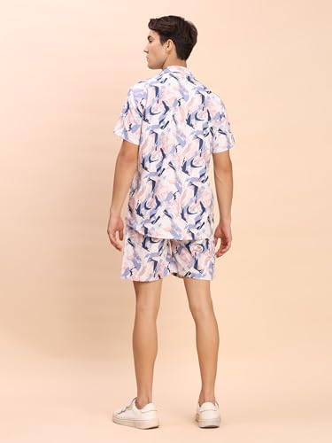 Image of Amazon Brand - Anarva Mens Camouflage Printed Co-ord Set | Half Sleeve Shirt and Shorts Set | Casual Summer Outfit for Beach, Travel, Vacation -