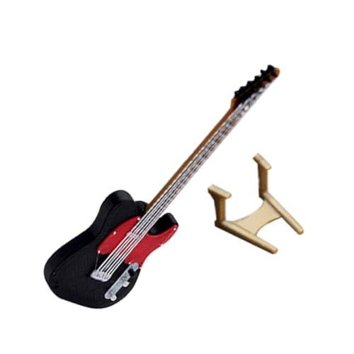ULTECHNOVO Mini Elektrische Gitarre Ornament Miniatur-Musikzubehör Sammler-Dekoration Stabiler Gitarrenständer Spielzeug