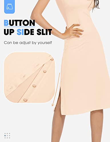 Mancyfit Full Slip Dress For Women Spaghetti Strap Under Cami Slit Soft Sleeveless Nightgowns (Large, Nude) #TOP2