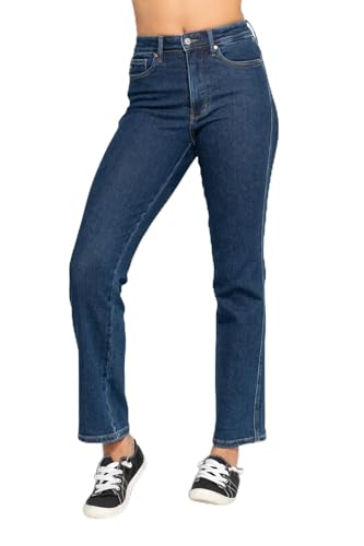 Judy Blue Womens Jeans - High Waisted Tummy Control Classic Straight (20 Plus Dark Blue)