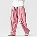 Men's Baggy Sweat Pants Elastic Waisted Wide Leg Ribbed Lounge Pants Fashion Casual Drawstring Loose Trousers 2025 Pink