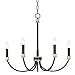 Maxim 11375BKAB Charlton Candelabra Style Chandelier, 5-Lights 300 Total Watts, 22"H x 26"W, Black/Antique Brass