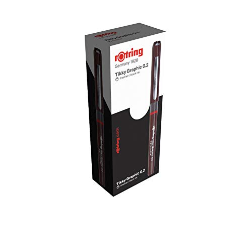rOtring 1904752 0.20 mm Tikky Graphic Fine Liner Pen - Black (Pack of 12)