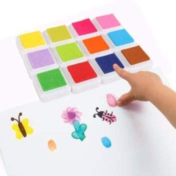 Morel Ink Pad Stamps 12 Colors Water-Soluble Stamp Pad for Rubber Stamp DIY Scrapbooking Finger Paint-Pack of 12