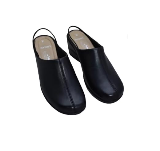 Women Wedges Sandal Black Leather Open Back Bellies Loafers Lightweighted Synthetic Open Back Half Shoe for Daily Use (Black, UK Footwear Size System, Adult, Women, Numeric, Medium, 6) (B0DCNVT728) Amazon Price History, Amazon Price Tracker