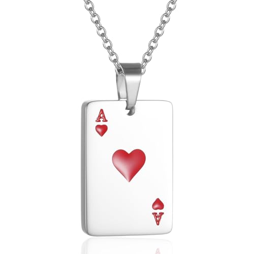 Ace of Spades Urn Necklace For Ashes For Men Women Good Luck Poker Card Cremation Jewelry Stainless Steel Keepsake Memorial Pendant