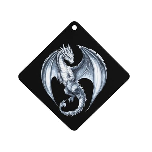 Silver Dragon Car Air Freshener Hanging Aromatherapy Tablets for Car Accessories Rhombus