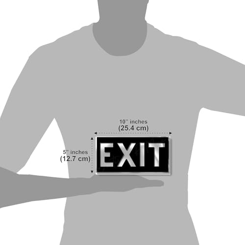 Image of Premium Brushed Silver Black EXIT SIGN Acrylic Sign Board Self adhesive Sign 10 inch by 5 inch for Corporate Mall Business Cafe Shop Stores Office Hospital Hotel School
