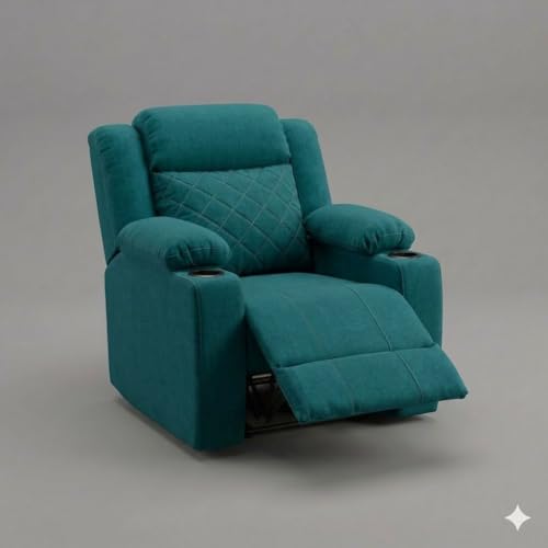 Image of Amazon Brand - Solimo Cosmo | Single Seater Sofa Recliner | Manual Recliner (Velvet Teal) | 1 Year Warranty