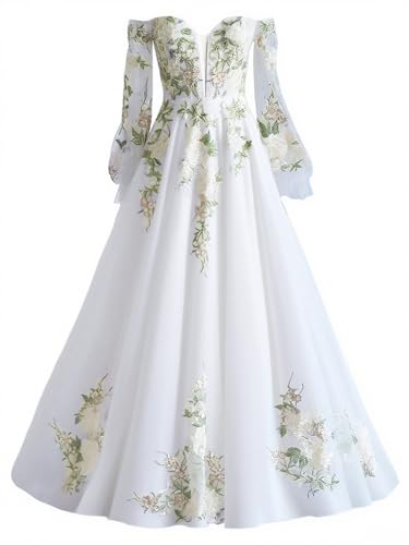 SZJMS Non Traditional Wedding Dress Floral Wedding Dresses for Bride
