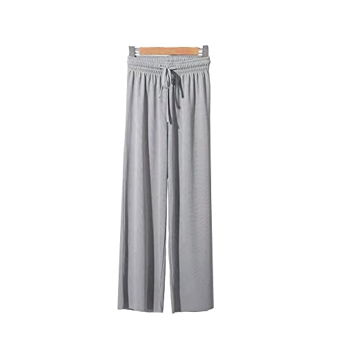 Legou Women's Floor Mopping Pants high Waist Drape Loose Thin Drawstring Grey one Size