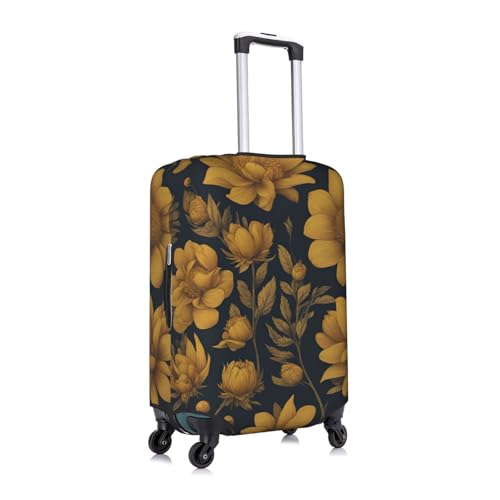 Many Golden Flowers 1 Tsa Approved Luggage Cover For 18-32 Inch Suitcases Scratch-Resistant Stretch Luggage Cover3