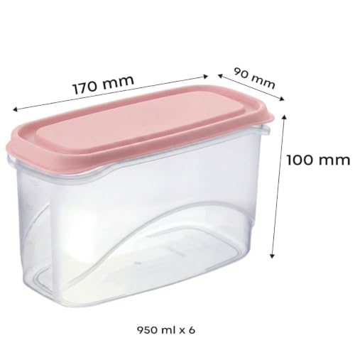 Image of All Time Frostee Modular Plastic Storage Containers Set of 3 | 950ml Each | BPA Free Food Grade Kitchen Storage Boxes with Lid | Leakproof Freezer Safe Stackable Containers | Pink