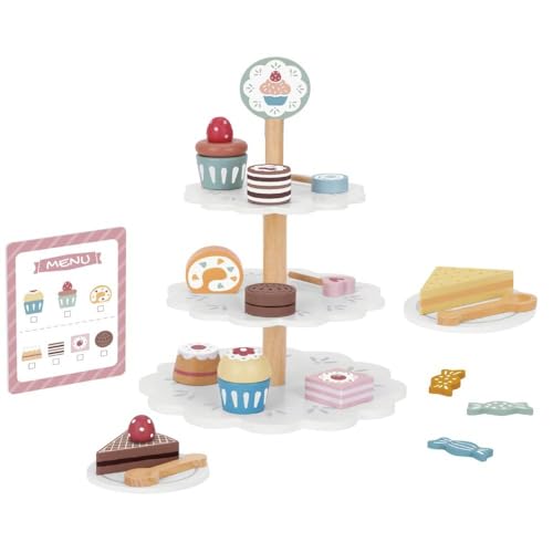 Support à dessert en bois jouet d'imitation pour enfant dès 3 ans