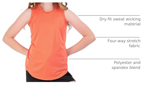 Image of Real Essentials 4 Pack: Girls' Dry-Fit Active Tank Top - Gym Running Workout Athletic Shirt for Kids Teens Youth