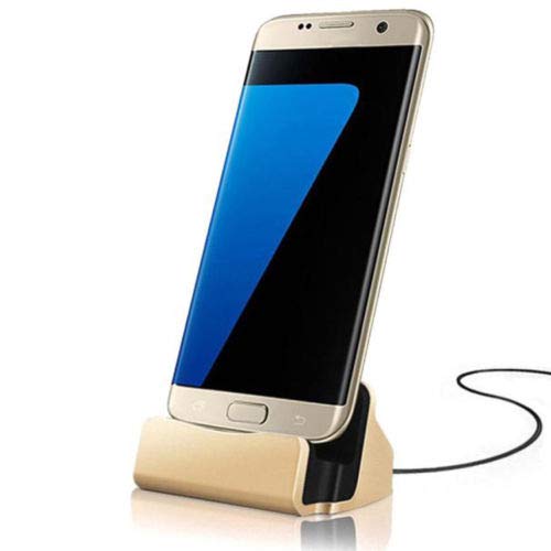 CABLESETC Micro USB Charging Dock Cradle Desk Stand for Samsung Galaxy S7 S6 Xiaomi Redmi Note 5 6 4 3 Pro 6A 5A Nokia LG HTC (Gold)
