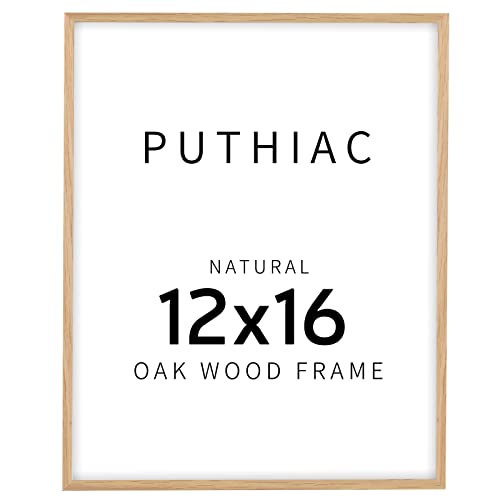 12x16 Oak Wood Picture Frame - Minimalist 12x16 Poster Frame, 12"x16" Picture Frame Wood, Natural Solid Wooden Picture Frames for Wall Art Photo and Prints(1 Pack, Beige)