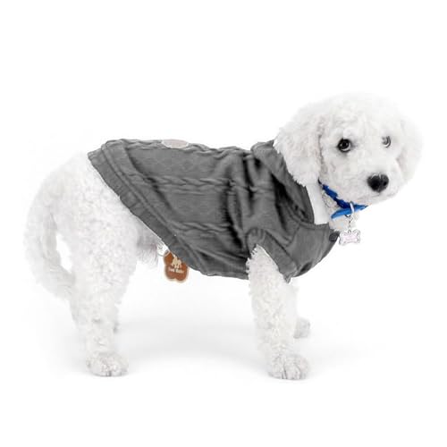 Image of Lulala Dog Hoodie Sweater Coat only for Small Dog & Cat Fleece Lined Winter Jacket Hoodie Cardigan Warm Puppy Clothes (Grey-8 Inch)