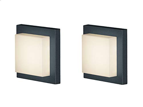 Preisvergleich Produktbild Eckige LED Außenwandleuchte Aluminium Anthrazit - im 2er Set - vielseitige Außenbeleuchtung für Haus und Terrasse