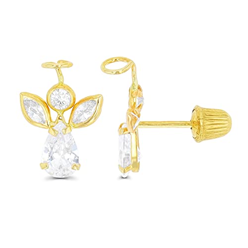 14K Yellow Solid Gold Religious Earrings | Virgin Mary & Lady Guadalupe Stud Earrings