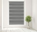 Caecus Dark Grey Day and Night Zebra Roller Blind Dual Layer Fabric Aluminium Rail Easy Fit Home Office Bedroom Kids Room Easy Fit 90cm Width x 160cm Drop