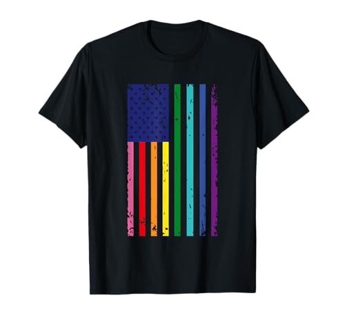 Pride Month LGBT Gay Rainbow Equality USA American Flag T-Shirt