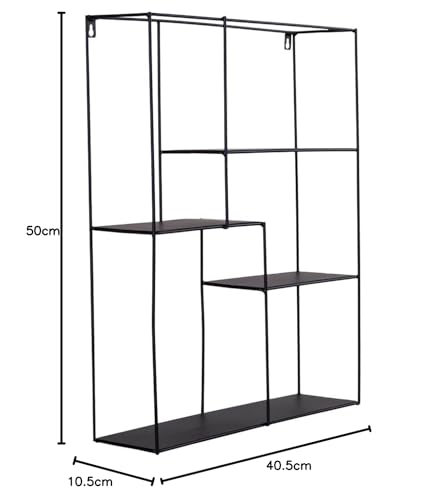 Étagère Mons support mural acier noir rangement compact maison - 3