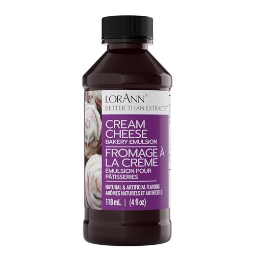 Lorann Oils Cream Cheese Bakery Emulsion: True Essence, Ideal For Boosting Fruit Tones In Cakes, Cookies & Desserts, Gluten-Free, Keto-Friendly, Extract Substitute Essential For Your Kitchen, 4 Oz
