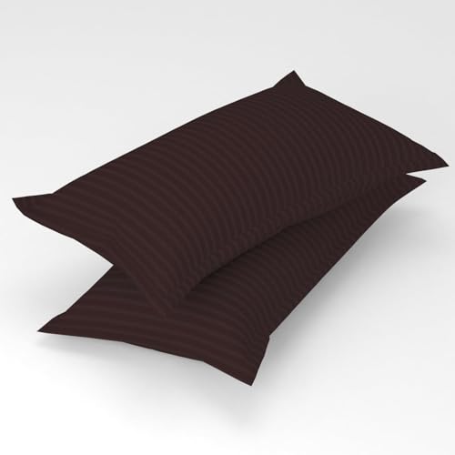 Image of Blue Strip Polycotton Bedsheet, Double 90x100 (Coffee) | Hotel Quality | Soft, Breathable & Colourfast | Wrinkle Resistant | Machine Washable | Pillow Covers Included